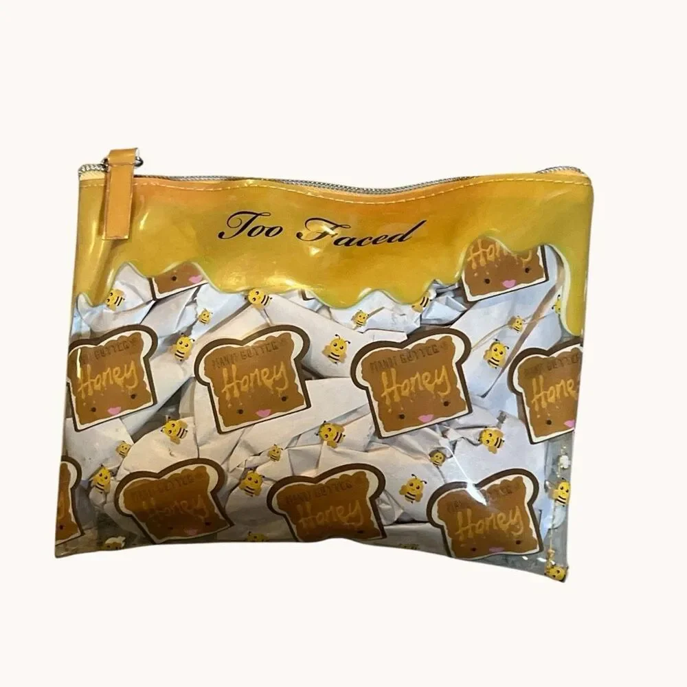 Too Faced Peanut Butter & Honey Cosmetic Makeup Bag Yellow 6x8